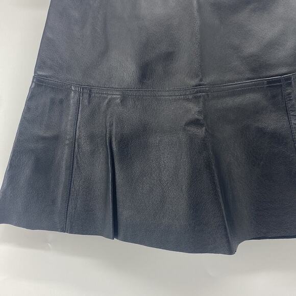 Vintage Newport News leather min skirt flare black avant-garde grunge chic biker - Picture 2 of 11